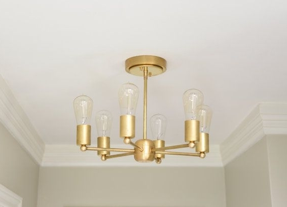 Best And Newest Modern Chandelier Gold 6 Arm Pinwheel Bulb Brass Sputnik Mid Century Regarding Gold Modern Chandelier (View 6 of 10)