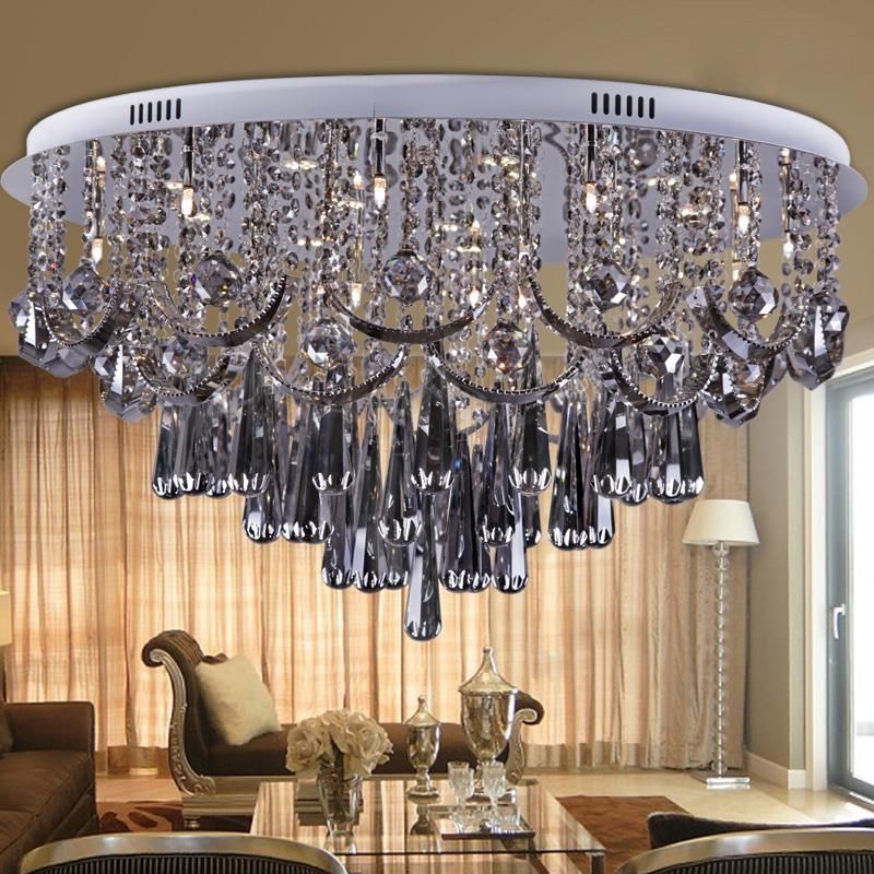 Best And Newest Top Luxury Smoke Grey Crystal Chandelier For Living Room Dia80*h45cm Throughout Grey Crystal Chandelier (View 10 of 10)