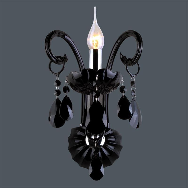 Black Chandelier Wall Lights Intended For Well Liked Online Cheap Modern Black Crystal Wall Lamps Luxury Wall Lights (View 3 of 10)