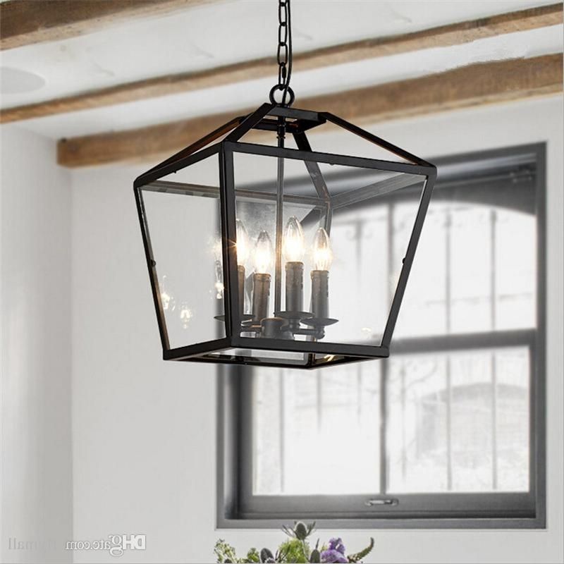 Cage Chandeliers Pertaining To Well Known Retro Pendant Light Industrial Black Iron Cage Chandeliers 4 Light (View 5 of 10)