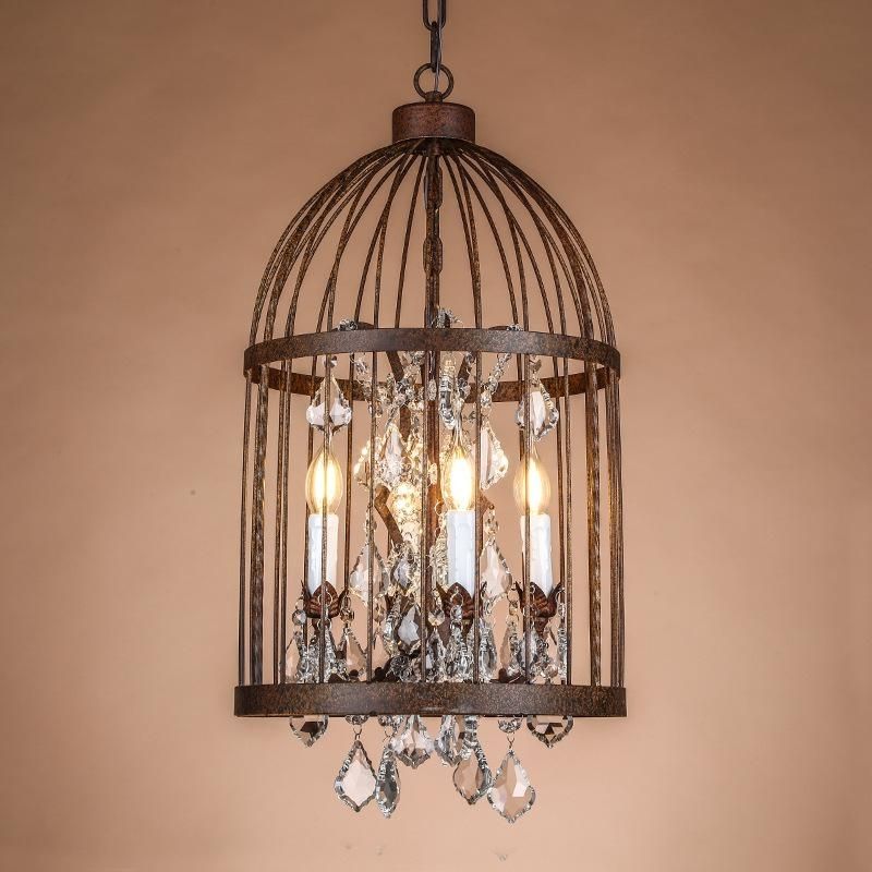 Cage Chandeliers With 2018 Retro Vintage Rust Wrought Iron Cage Chandeliers E14/large French (View 1 of 10)