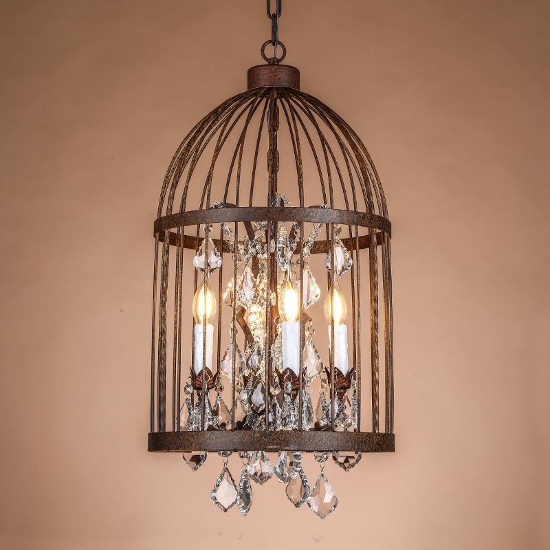 Cage Chandeliers With 2018 Retro Vintage Rust Wrought Iron Cage Chandeliers E14/large French (Photo 1 of 10)