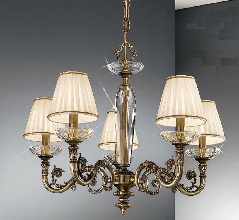 Chandelier Light Shades With Regard To Most Popular Kolarz Contarini 5 Light Antique Brass Chandelier With Shades (View 6 of 10)