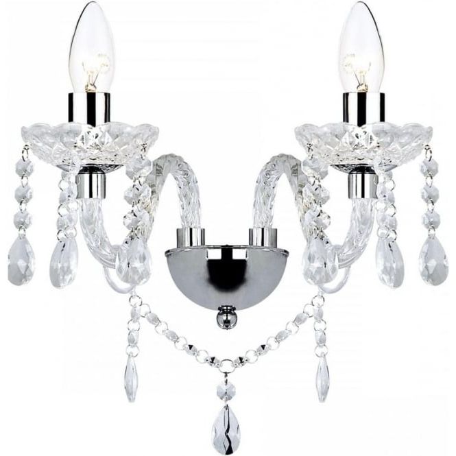 Chandelier Wall Lights For Fashionable Twin Candle Style Double Wall Light To Match Hanging Chandeliers (View 8 of 10)