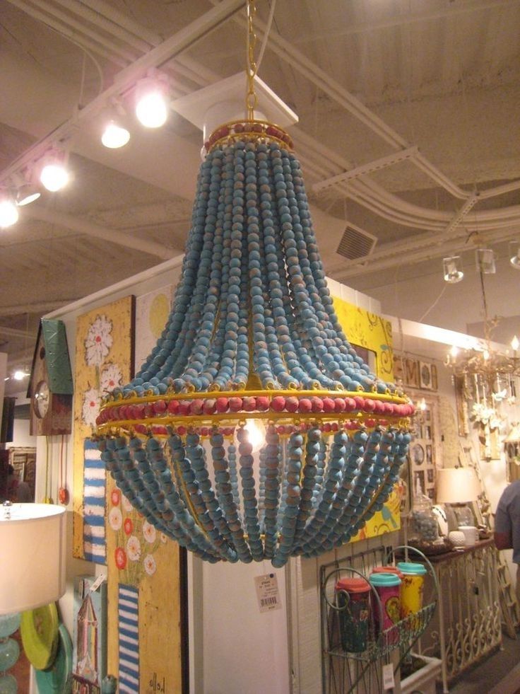 Chandeliers With Latest Turquoise Wood Bead Chandeliers (View 5 of 10)