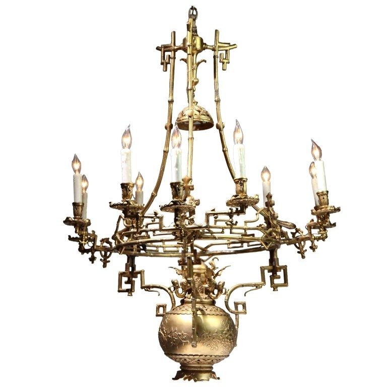 Chinese Gilt Bronze Chandelier For Sale At 1stdibs Within Most Up To Date Chinese Chandelier (View 8 of 10)