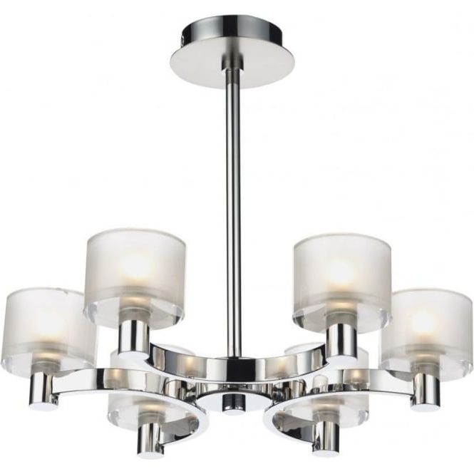 Chrome And Glass Chandelier In 2018 Dar Lighting Eton 6 Light Chandelier Fitting In Satin And Polished (View 1 of 10)