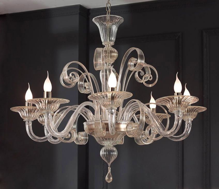 Clear Glass Modern Murano Chandelier S1199l8 – Murano Lighting With Fashionable Murano Chandelier (View 4 of 10)
