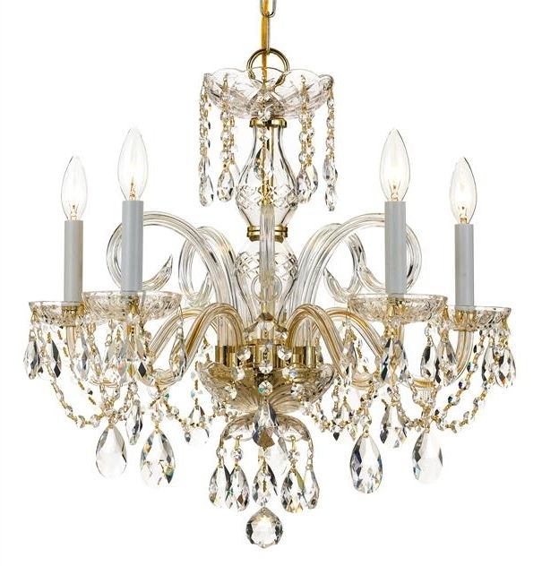 Crystorama – Crystorama Traditional Crystal 5 Light Crystal Brass Intended For Most Popular Crystal And Brass Chandelier (View 8 of 10)