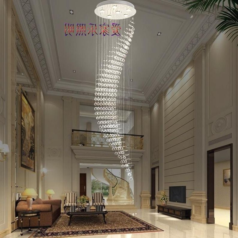 Current Long Chandelier Lights For Long Double Staircase Lights Led Crystal Lamp Chandelier Modern (View 10 of 10)
