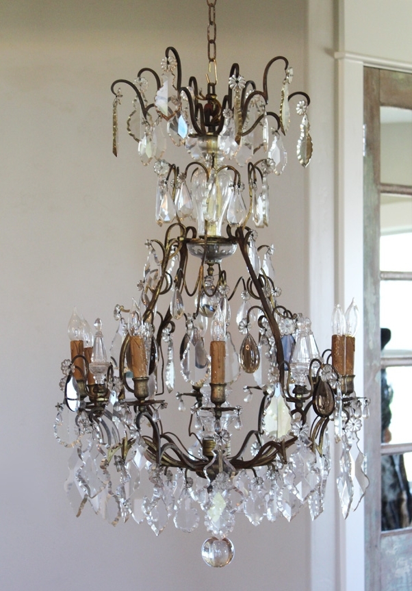 Early 1800s French Antique Bronze Crystal Electric Chandelier Pertaining To Recent French Antique Chandeliers (Photo 7 of 10)