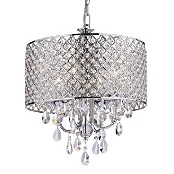 Edvivi Epg801ch Chrome Finish Drum Shade 4 Light Crystal Chandelier For Current Crystal And Chrome Chandeliers (Photo 1 of 10)