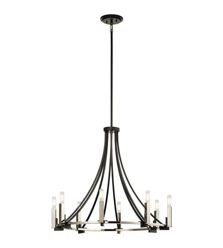 Fashionable Large Black Chandelier Within Kichler 43291bk Bensimone 8 Light 30 Inch Black Chandelier Ceiling (View 10 of 10)