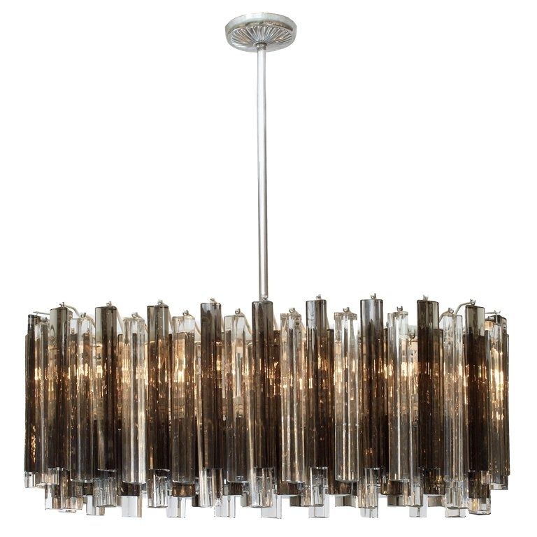 Fashionable Race Track Form Smoke And Clear Glass Prism Chandeliervenini At In Smoked Glass Chandelier (View 3 of 10)