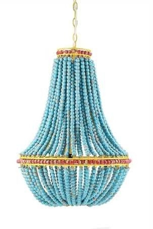 Fashionable Turquoise Empire Chandeliers Pertaining To 17.5'' Rounch And 26'' Tall Wood Beaded Chandelier In Store Pick Up (Photo 6 of 10)