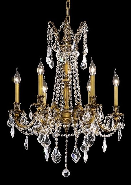 French Gold Chandelier With Regard To Latest Buy Rosalia Clear Crystal Chandelier W 6 Lights In French Gold (View 4 of 10)