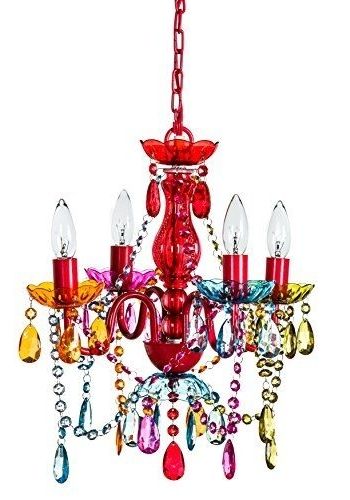 Gypsy Color 4 Arm Multi Color Small Acrylic Crystal Chandelier New Within Trendy Multi Colored Gypsy Chandeliers (View 2 of 10)
