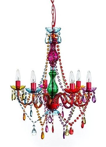 Gypsy Color 6 Arm Large Multi Color Chandelier Lighting New Rainbow With Most Recent Multi Colored Gypsy Chandeliers (View 1 of 10)