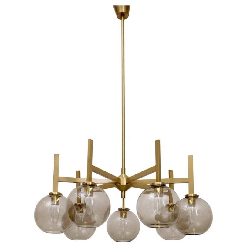 Large Brass Chandelierholger Johansson, 1960s For Sale At Pamono With Regard To Famous Large Brass Chandelier (View 1 of 10)