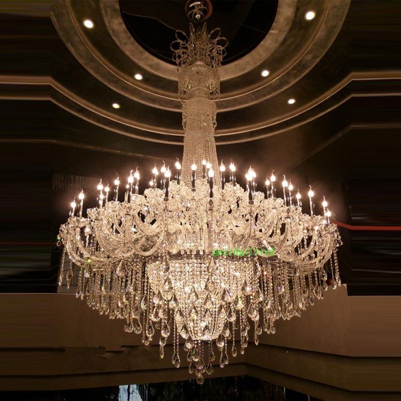Large Crystal Chandelier Chrome Extra For Hotel Intended Attractive For Most Recently Released Large Contemporary Chandeliers (View 10 of 10)