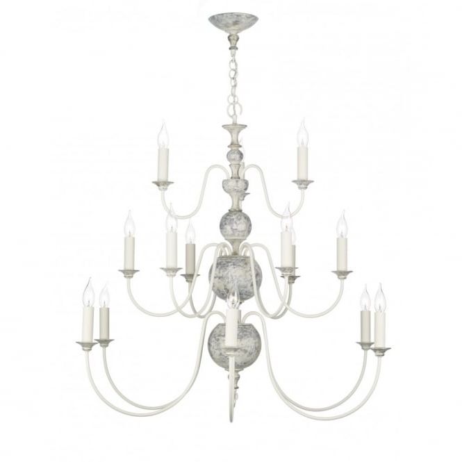 Large Feature Regency Flemish Chandelier In Distressed Grey & Gold With Fashionable Large Cream Chandelier (View 1 of 10)