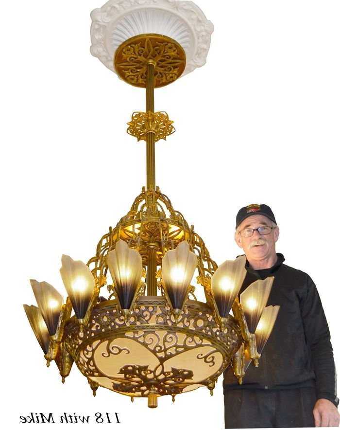 Latest Large Art Deco Chandelier Throughout Vintage Hardware & Lighting – 36 1/2" Large Art Deco Chandelier  (View 1 of 10)