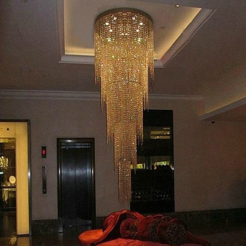 Latest New Design Long Modern Crystal Chandelier Led Light 5 Layers Luxury Intended For Long Modern Chandelier (View 1 of 10)