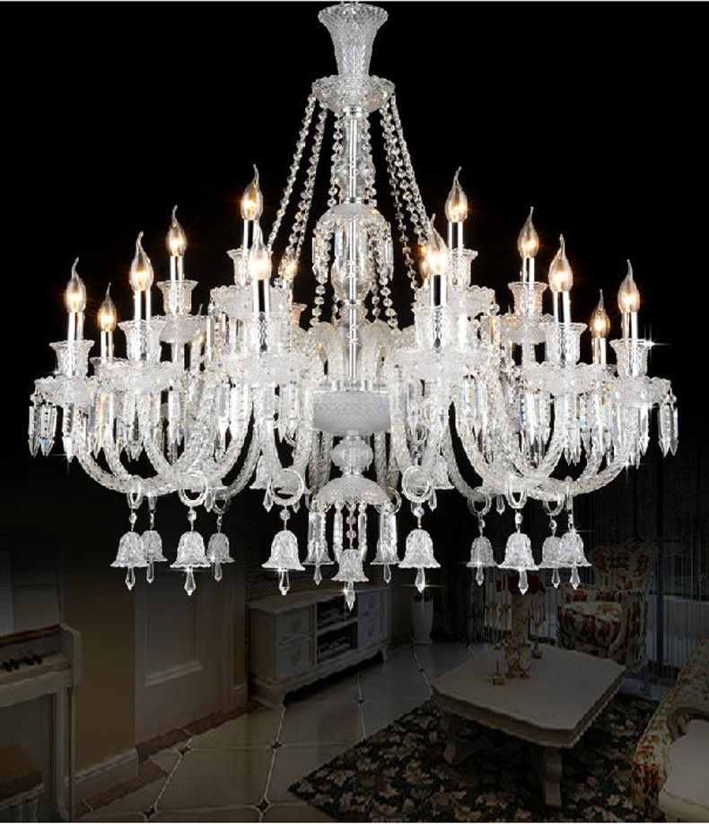 Luxury Large Modern Crystal Chandelier Lights Glass Arms Candle Pertaining To Fashionable Large Glass Chandelier (View 1 of 10)