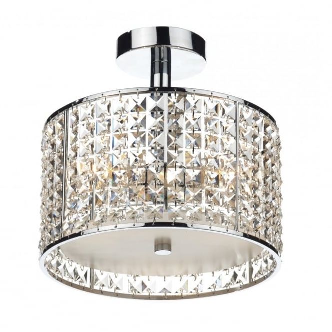 Modern Bathroom Ceiling Light, Chrome & Crystal Design. Ip44 Rated (View 1 of 10)