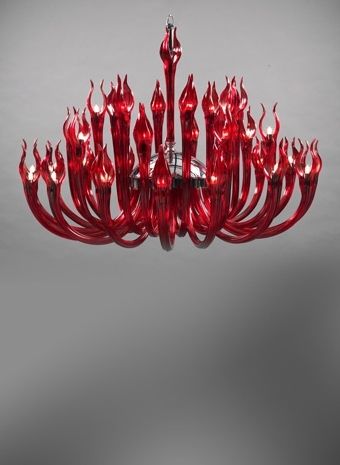 Modern Chandelier Hydra 32 Arms Red – Crystolight Chandeliers For Trendy Modern Red Chandelier (View 10 of 10)