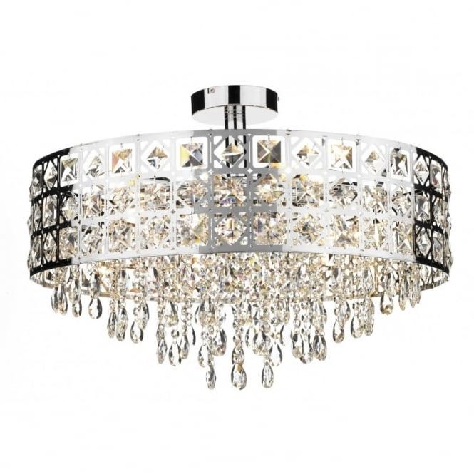 Modern Chandeliers For Low Ceilings Inside Trendy Large Modern Laser Cut Semi Flush Fitting Circular Crystal Chandelier (View 1 of 10)