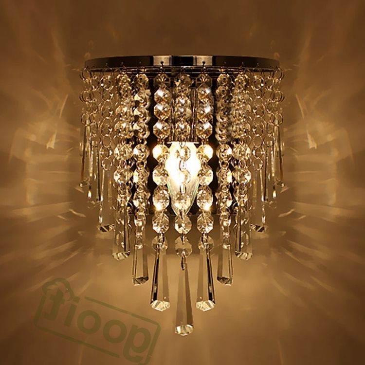 Modern Crystal Chandelier Wall Light Lighting Fixture 220v E14 Led For 2017 Wall Mounted Chandelier Lighting (View 1 of 10)
