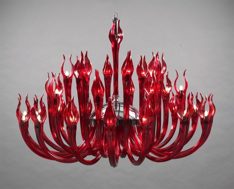Modern Red Chandelier Intended For Current Modern Chandelier Hydra 32 Arms Red – Crystolight Chandeliers (View 3 of 10)
