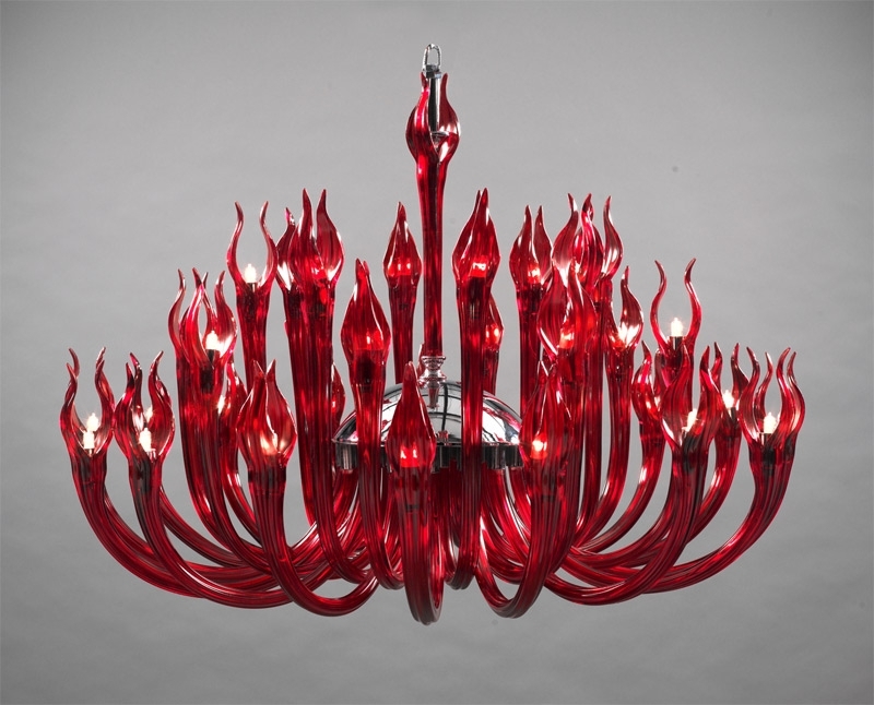 Modern Red Chandelier Intended For Current Modern Chandelier Hydra 32 Arms Red – Crystolight Chandeliers (Photo 3 of 10)