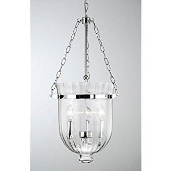 Most Current Chrome And Glass Chandelier Intended For Chrome Finish Ribbed Glass Lantern Chandelier – – Amazon (View 10 of 10)