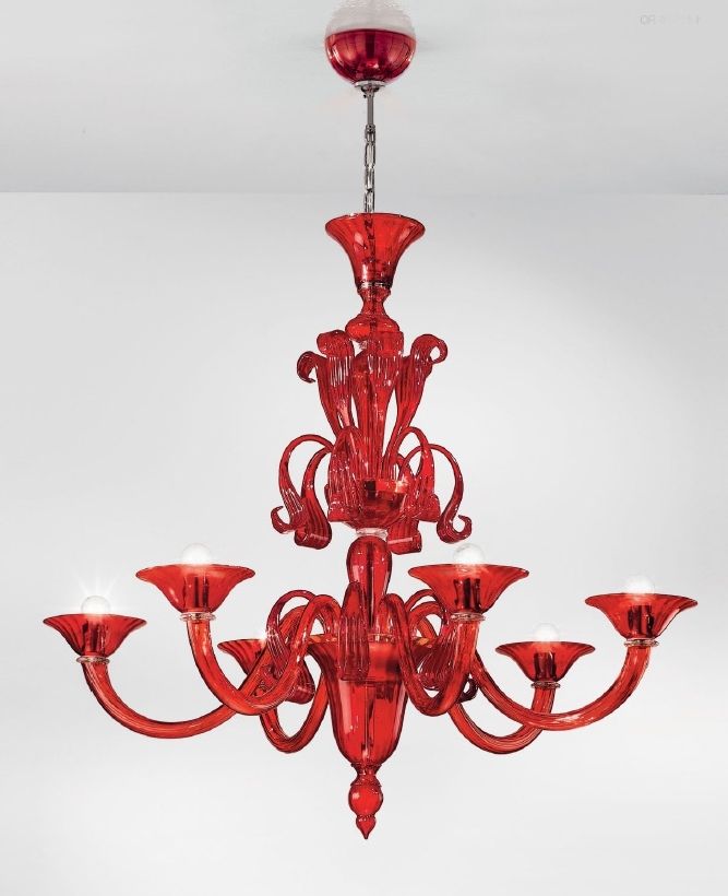 Most Current Modern Red Chandelier For Ruby Red Modern Murano Glass Chandelier L1425k6 – Murano Lighting (View 2 of 10)