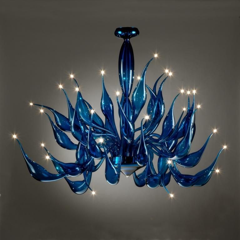 Most Popular Murano Glass Dazzling Blue Wave Chandelier (View 2 of 10)