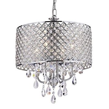 Most Recent 4 Light Chrome Crystal Chandeliers Within Edvivi Epg801ch Chrome Finish Drum Shade 4 Light Crystal Chandelier (View 1 of 10)