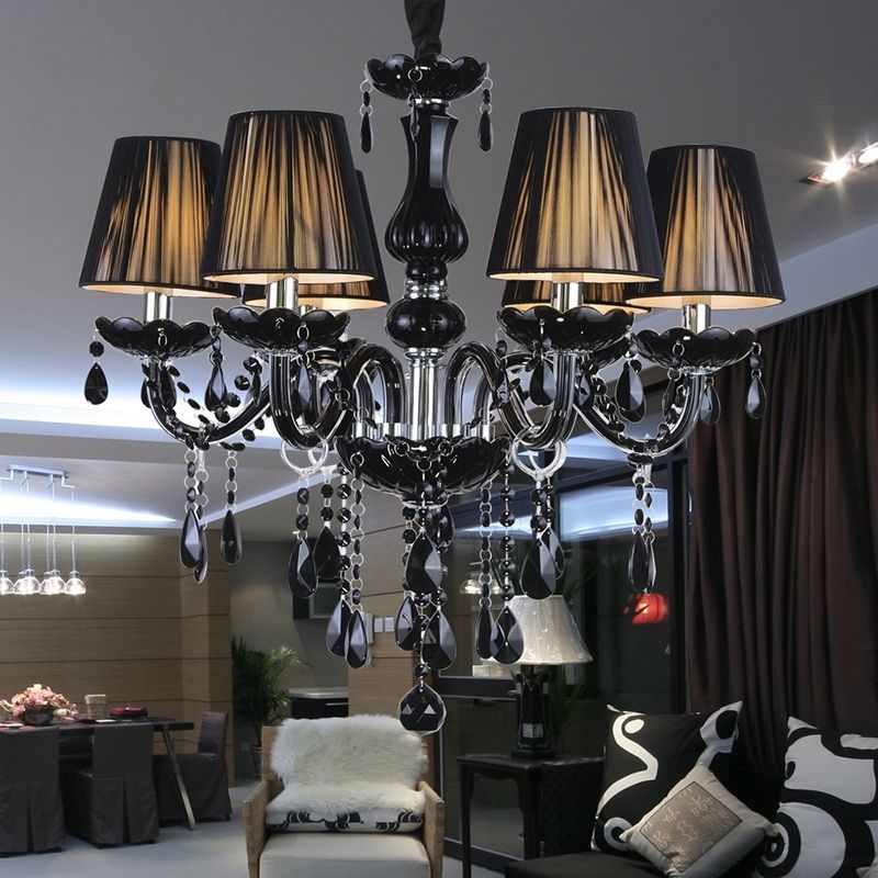 Most Recently Released Black Chandeliers Within Modern Luxury Black Crystal Chandelier Lighting Fixture Pendant (View 7 of 10)