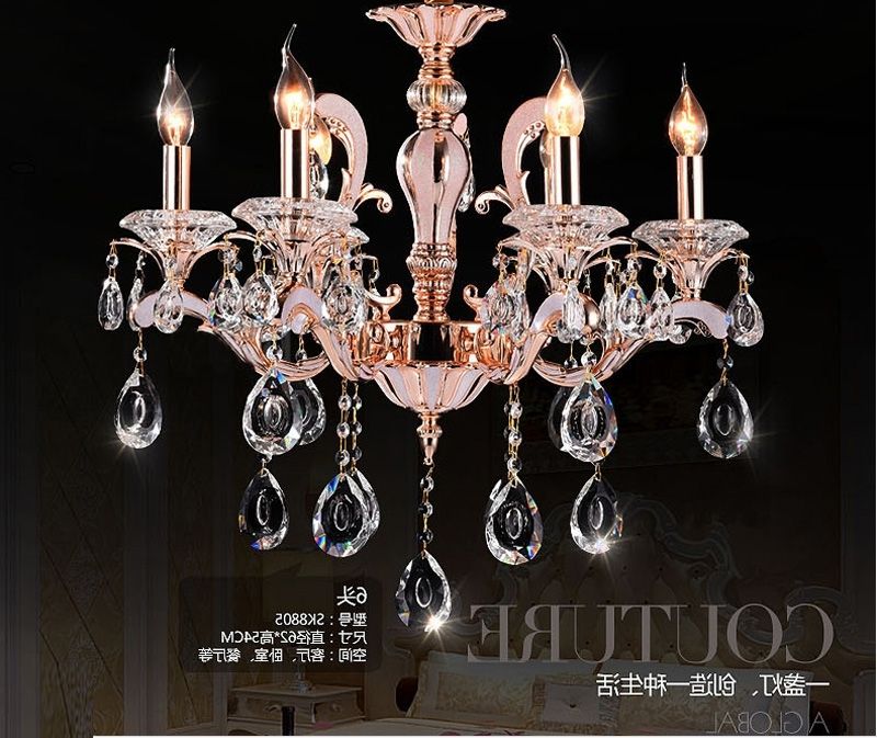 Newest Modern Crystal Chandelier Candle Holder Chandelier For Foyer Rose In Crystal Gold Chandeliers (View 9 of 10)