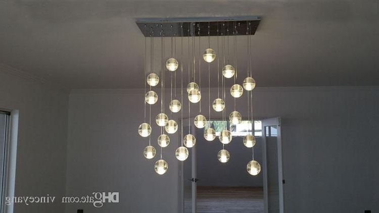 Phube Lighing Led Meteor Shower Crystal Chandelier Light Fixtures Inside Well Known Stairwell Chandeliers (View 9 of 10)