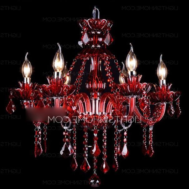 Popular Glamorous 6 Light Crystal Twig K9 Red Chandeliers Intended For Red Chandeliers (View 5 of 10)