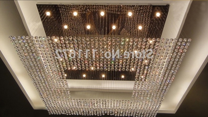 Popular New Square Modern String Big Crystal Chandelier Hotel Lobby Regarding Big Crystal Chandelier (View 3 of 10)