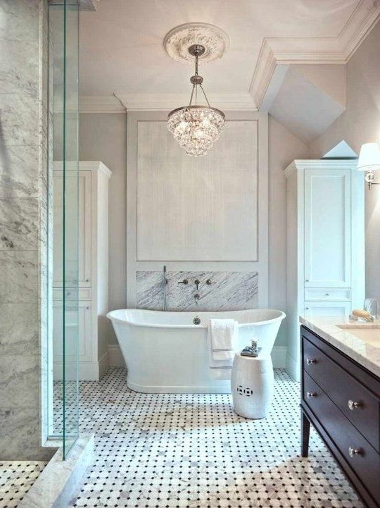 Preferred Chandelier Bathroom Lighting Inside Fancy Bath Lighting: Inspiration And Tips For Hanging A Chandelier (View 1 of 10)
