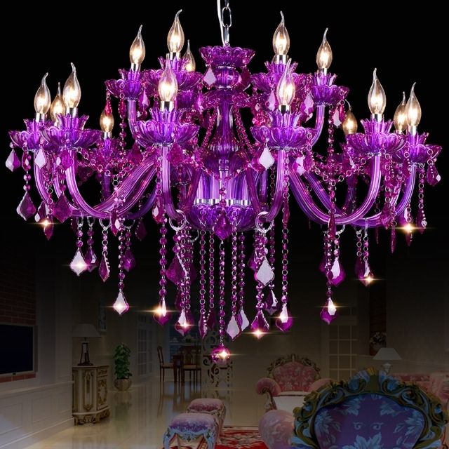 Purple Crystal Chandelier Lighting Pertaining To Favorite European K9 Purple Crystal Chandeliers 6/8/10/12/15/18 Arms Crystal (View 1 of 10)