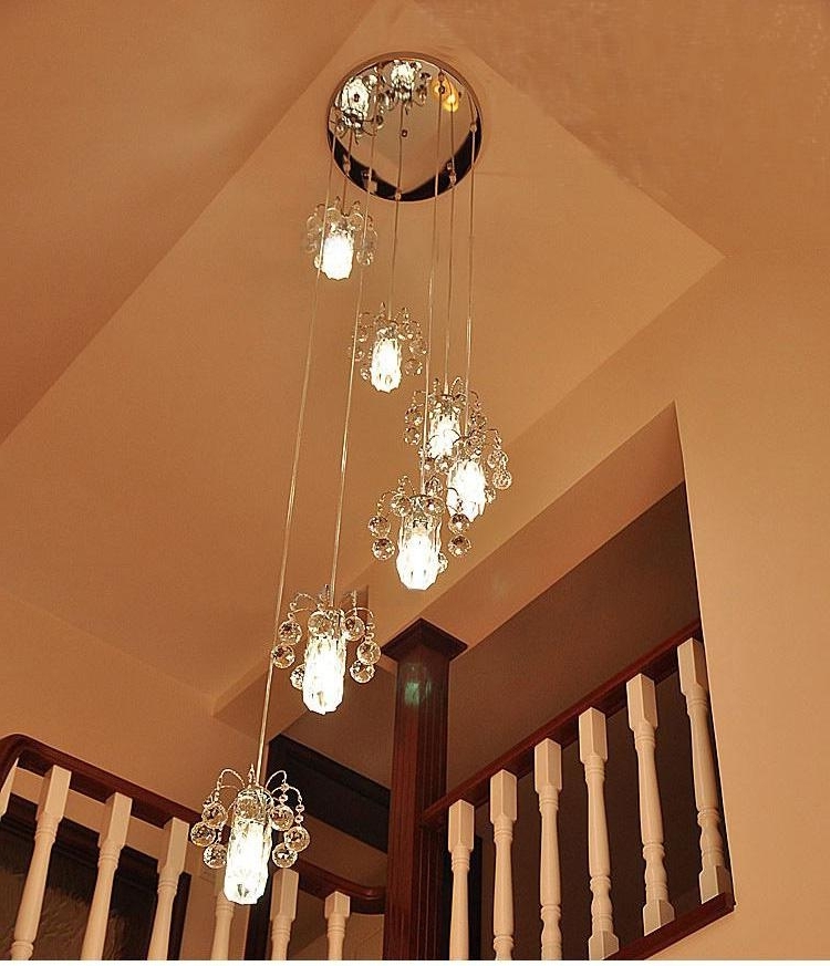 Recent Staircase Chandeliers Within Modern K9 Crystal Staircase Lights Chandelier Crystal Lamp Double (View 4 of 10)