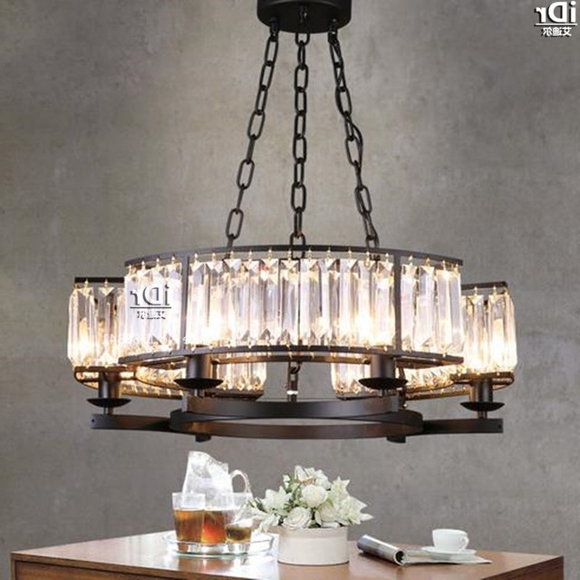 Restaurant Chandeliers For Newest Nordic Restaurant Lights Simple Black Wrought Iron Lamp Crystal (Photo 4 of 10)