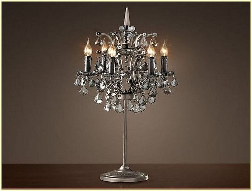 Small Crystal Chandelier Table Lamp (View 2 of 10)