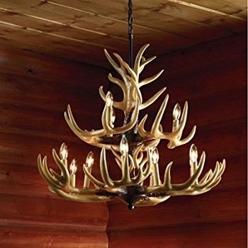 Stag Horn Chandelier For Preferred Twelve Light Deer Antler Chandelier Lighting – 36in (View 8 of 10)