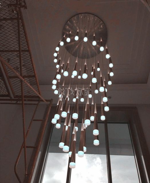Stairwell Chandelier Lighting In Fashionable Large Stairwell Led Cone Chandelier Lighting H3 5m Penthouse Helical (View 6 of 10)